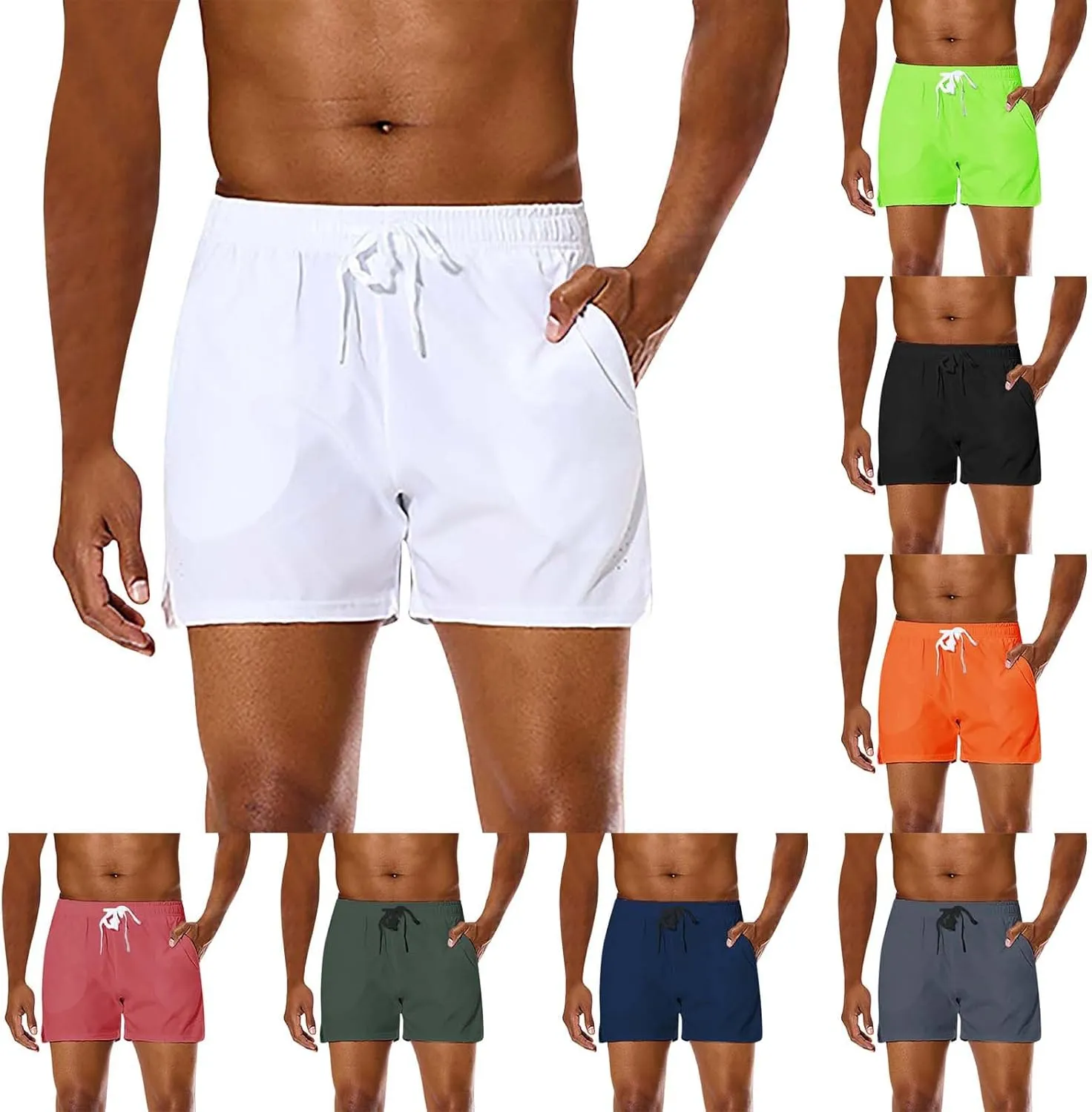 Men Combat Lightweight Quick Dry Baggy Workout Casual Pants Summer Sports Shorts Solid Beach Hiking Breathable Bermuda Pant