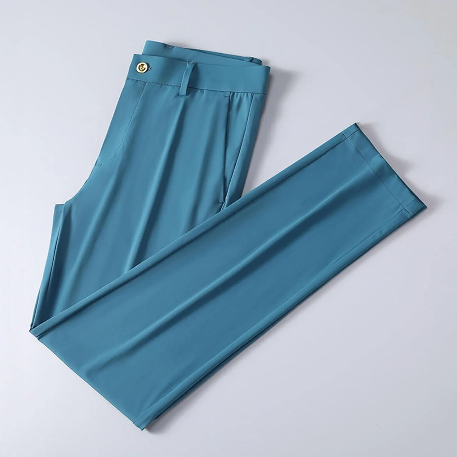 Men Ice Silk Suit Pants Dress Pants Regular Fit Formal Trousers Stretch Chino Trouser Lightweight Casual Business Pant