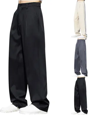 Men Wide Leg Dress Pants Pleated Front Trousers Straight Leg Formal Pants Comfort Fit Office Trouser Casual Workwear