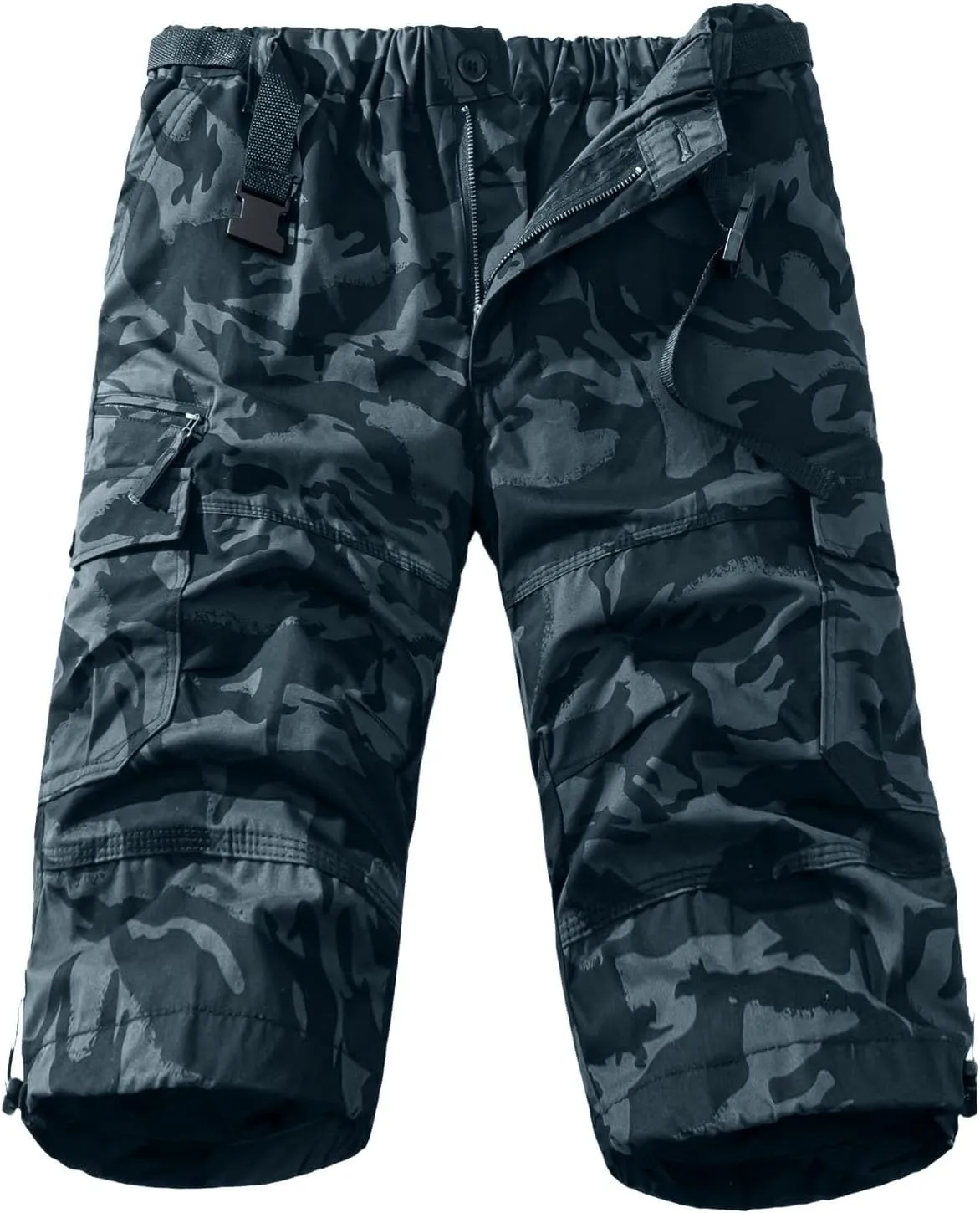 Mens 3/4 Relaxed Fit Army Tactical Running Shorts Cargo Shorts 7 Pockets Elastic Waist Cotton Sports Hiking Pants 2024 Trend