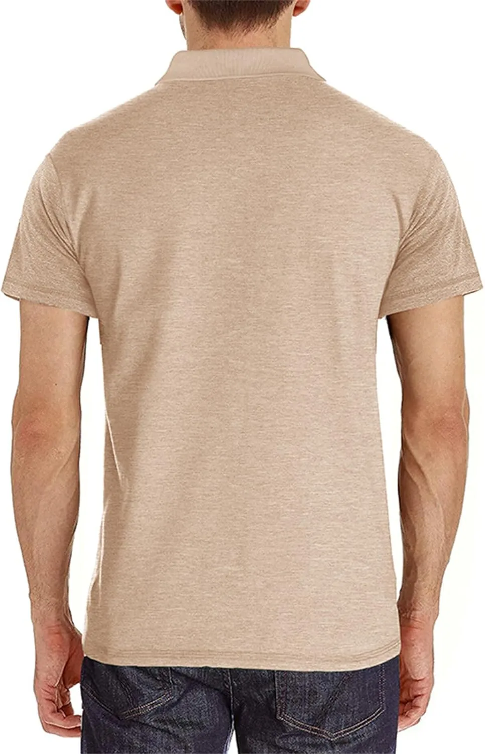 Mens Athletic Short Sleeve Polo Shirts Casual Moisture Wicking Golf Shirts Buttons Collared Solid T Shirts with Pocket