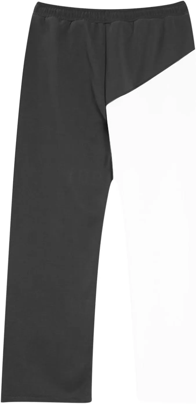 Mens Baggy Sweatpants Color Match Elastic Waist Drawstring Straight Leg Pants Casual Fashion Sports Trousers