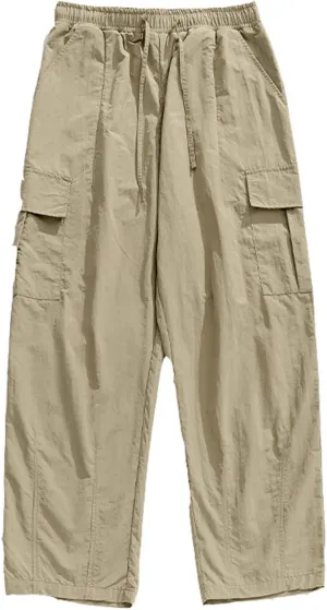 Men's Cargo Pants Elastic Waist Pockets Hip Hop Baggy Casual Fashion Pants Mens Pants Cargo