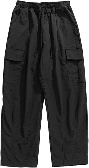 Men's Cargo Pants Elastic Waist Pockets Hip Hop Baggy Casual Fashion Pants Mens Pants Cargo