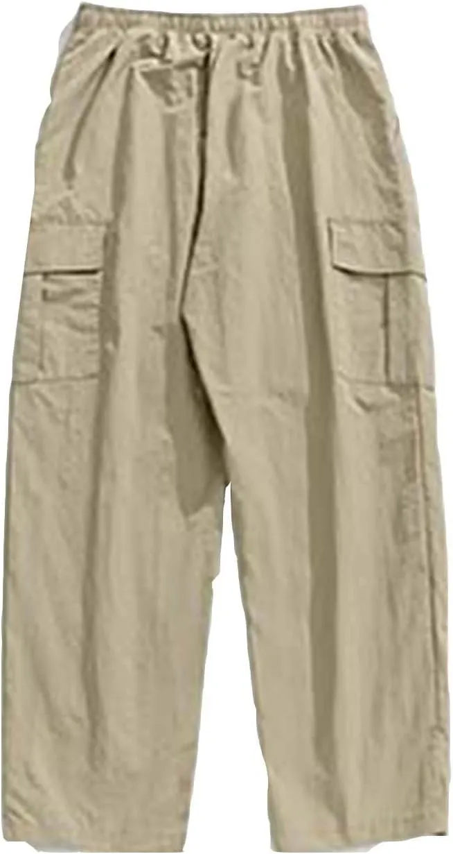 Men's Cargo Pants Elastic Waist Pockets Hip Hop Baggy Casual Fashion Pants Mens Pants Cargo
