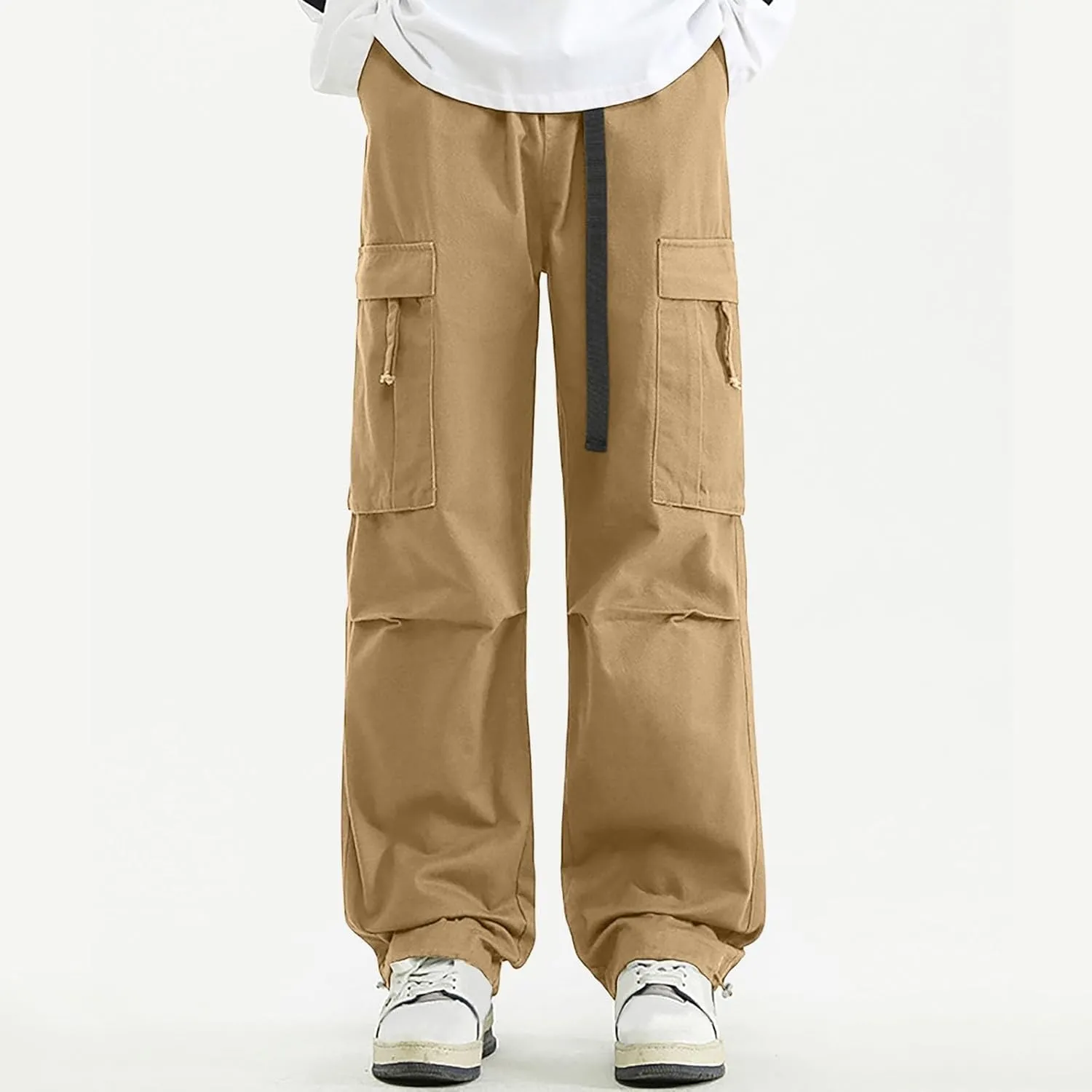 Mens Cargo Pants, Multi-Pocket Cargo Pants Casual Solid Color Cargo Trousers Elastic Waist Sweatpants Tracksuit Bottoms