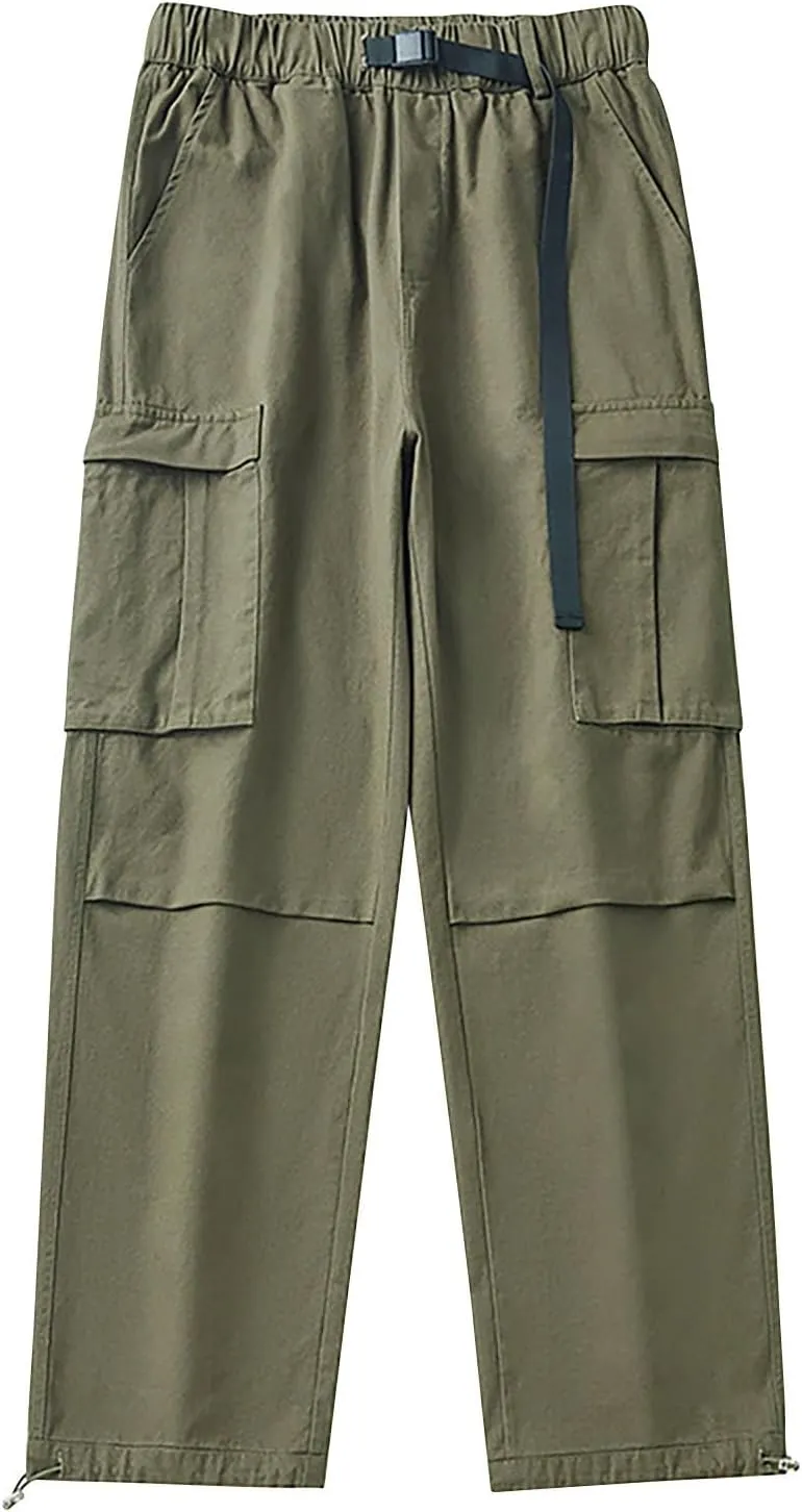 Mens Cargo Pants, Multi-Pocket Cargo Pants Casual Solid Color Cargo Trousers Elastic Waist Sweatpants Tracksuit Bottoms
