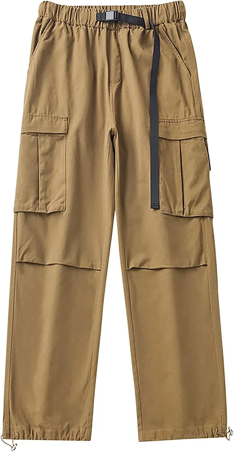 Mens Cargo Pants, Multi-Pocket Cargo Pants Casual Solid Color Cargo Trousers Elastic Waist Sweatpants Tracksuit Bottoms
