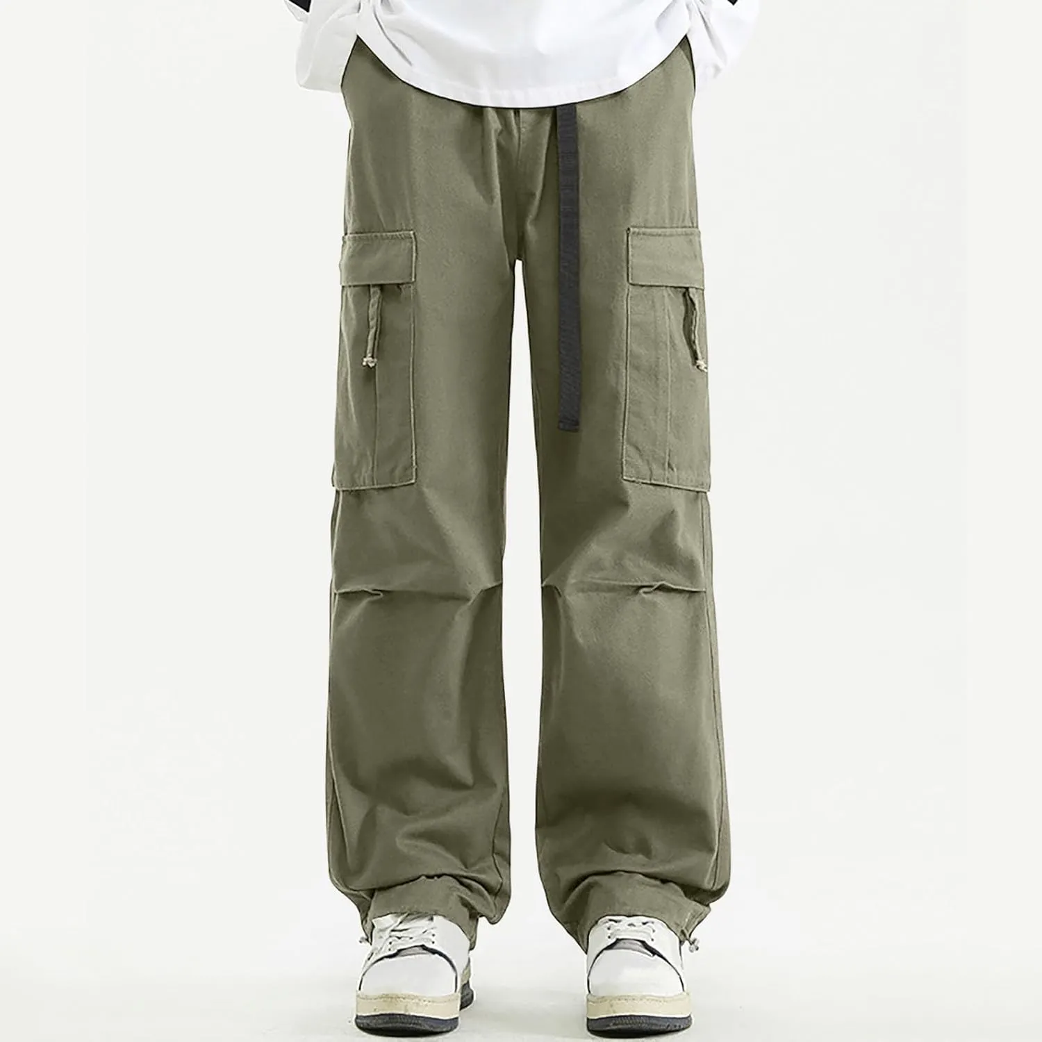 Mens Cargo Pants, Multi-Pocket Cargo Pants Casual Solid Color Cargo Trousers Elastic Waist Sweatpants Tracksuit Bottoms