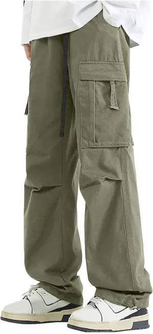 Mens Cargo Pants, Multi-Pocket Cargo Pants Casual Solid Color Cargo Trousers Elastic Waist Sweatpants Tracksuit Bottoms