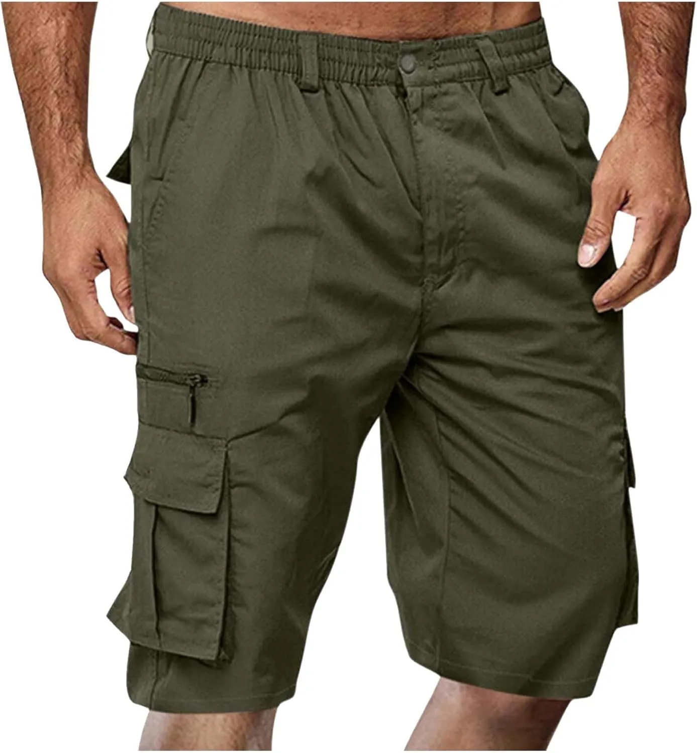 Mens Cargo Shorts Drawstring Elastic Waist Pants Stretch Lightweight Work Shorts 2025 Casual Summer Hiking Pants