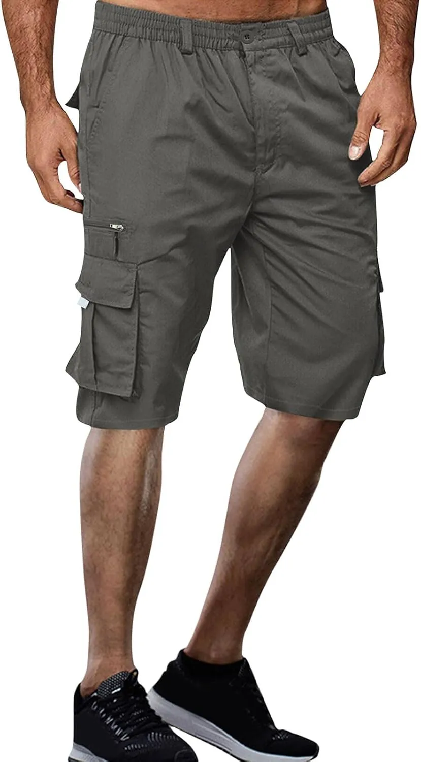 Mens Cargo Shorts Drawstring Elastic Waist Pants Stretch Lightweight Workout Shorts 2025 Casual Summer Hiking Pants