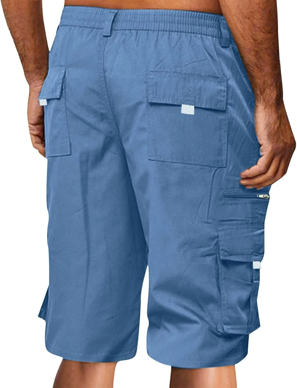 Mens Cargo Shorts Drawstring Elastic Waist Pants Stretch Lightweight Workout Shorts 2025 Casual Summer Hiking Pants