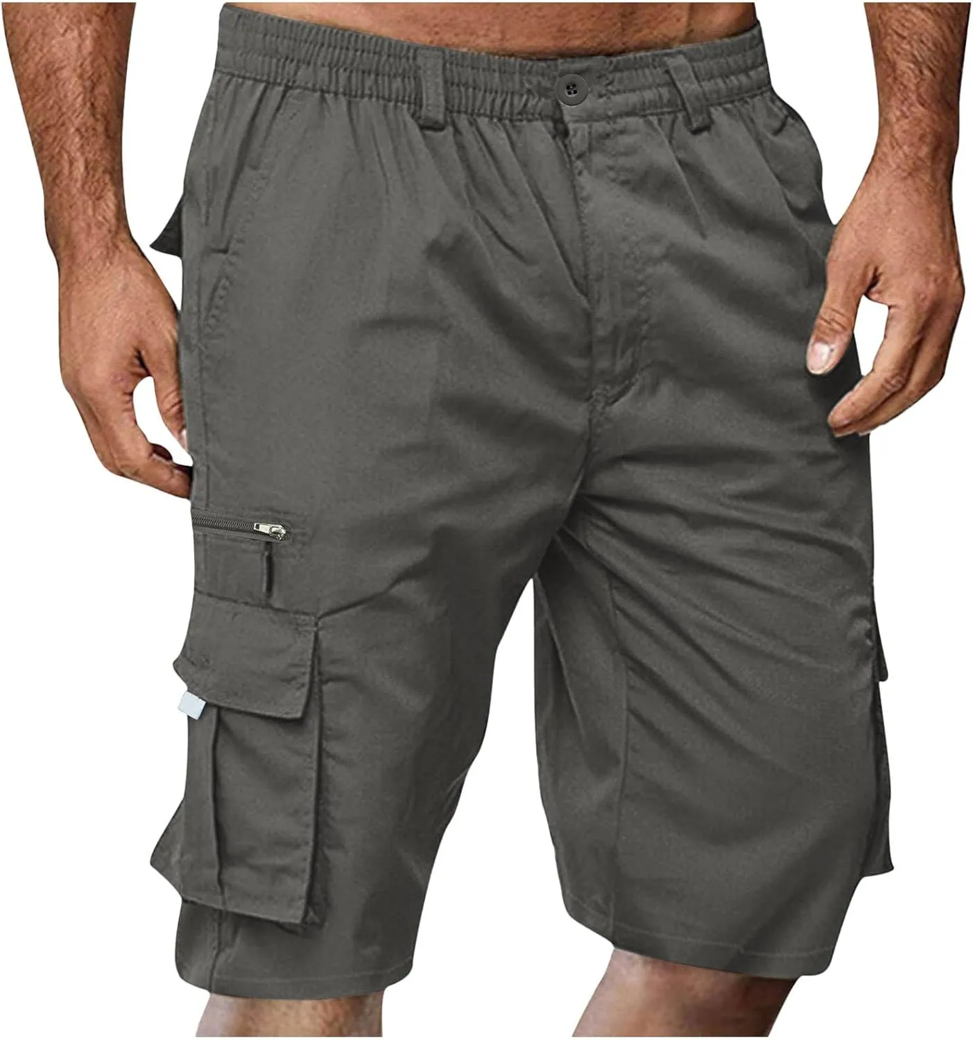 Mens Cargo Shorts Drawstring Elastic Waist Pants Stretch Lightweight Workout Shorts 2025 Casual Summer Hiking Pants
