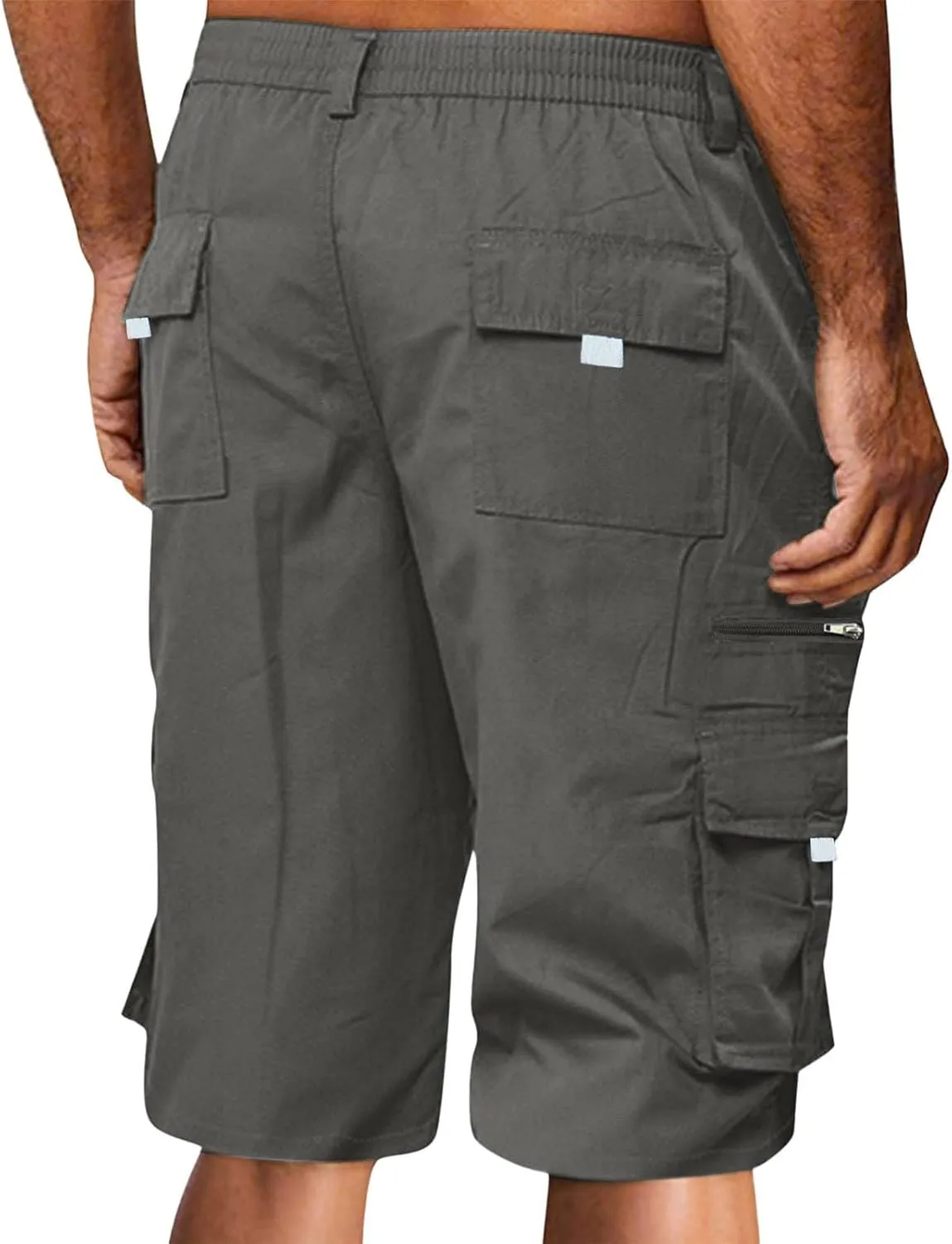 Mens Cargo Shorts Drawstring Elastic Waist Pants Stretch Lightweight Workout Shorts 2025 Casual Summer Hiking Pants