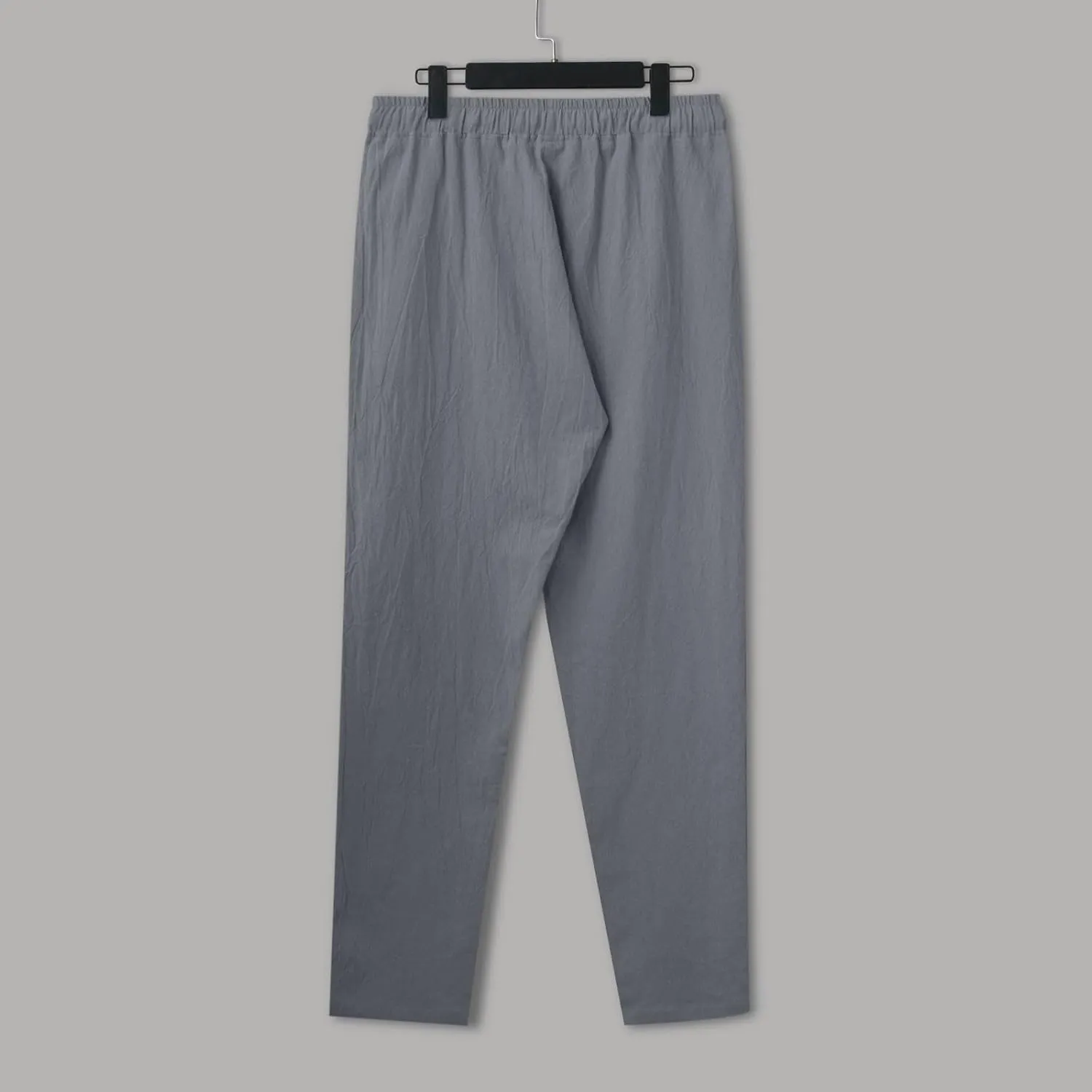 Men's Casual Linen Pants Loose Fit Elastic Drawstring Waist Straight Legs Summer Yoga Beach Long Pants 2024