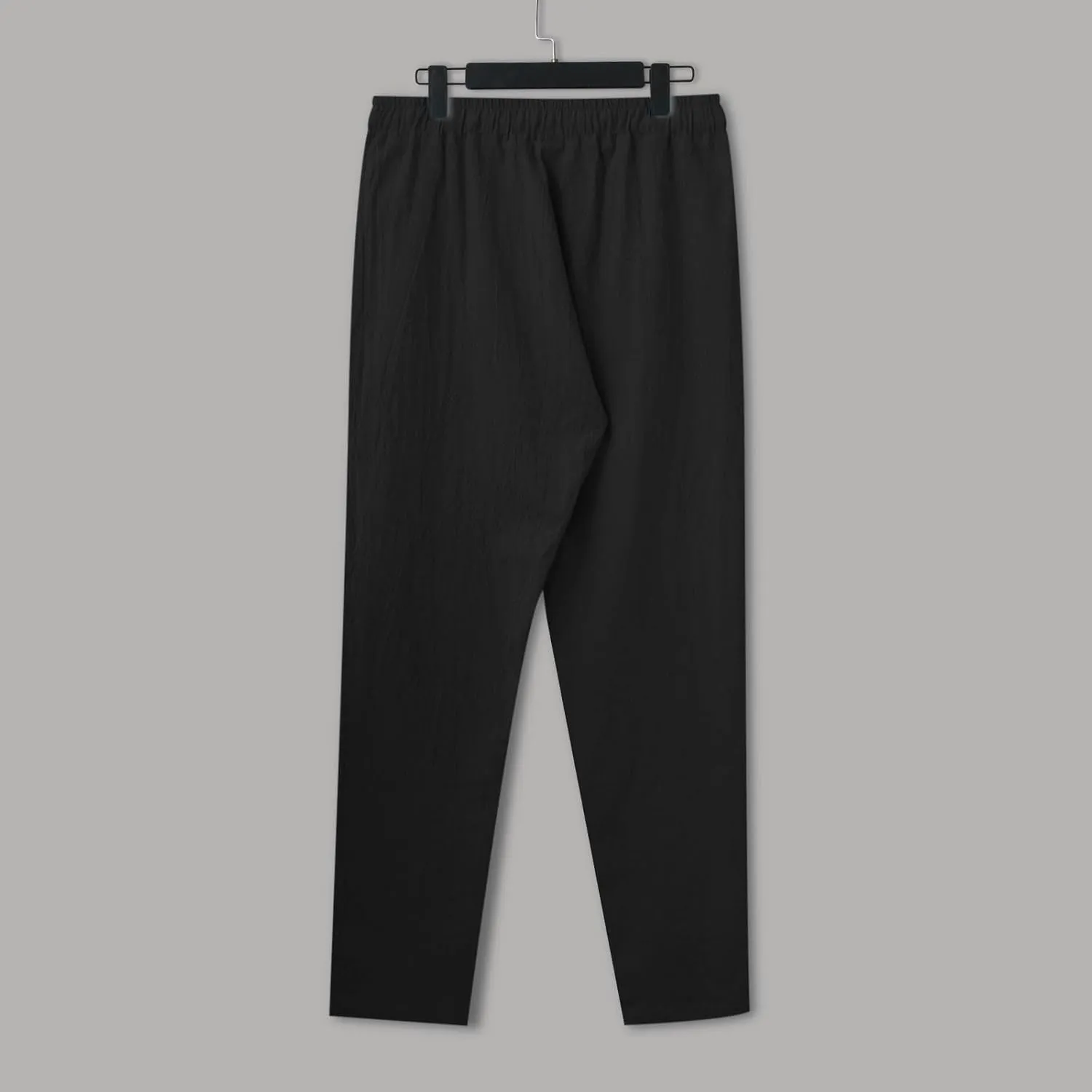 Men's Casual Linen Pants Loose Fit Elastic Drawstring Waist Straight Legs Summer Yoga Beach Long Pants 2024