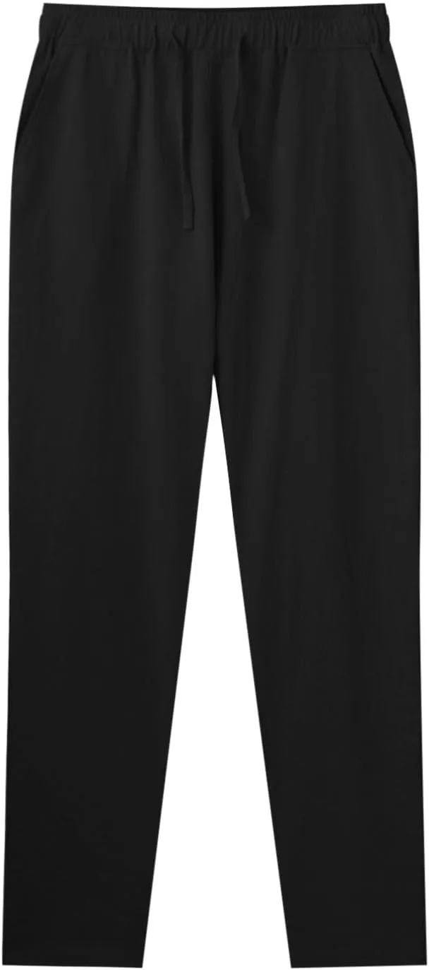 Men's Casual Linen Pants Loose Fit Elastic Drawstring Waist Straight Legs Summer Yoga Beach Long Pants 2024