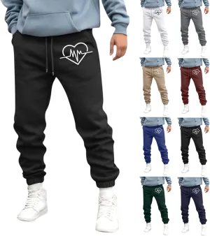 Men's Casual Pants Drawstring Elastic Waist Sweatpants Tapered Trousers Baggy Fleece Bottoms Athletic Pant with Pockets