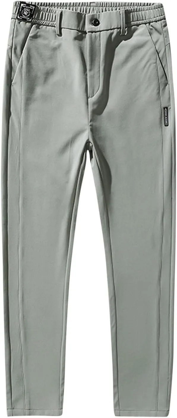 Mens Casual Pants Elastic Waist Trousers Straight Fit Pant Solid Color Sweatpants Regular Fit Tracksuit Jogging Bottoms