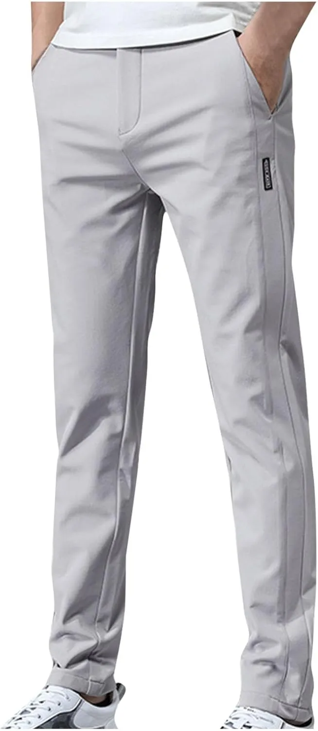 Mens Casual Pants Elastic Waist Trousers Straight Fit Pant Solid Color Sweatpants Regular Fit Tracksuit Jogging Bottoms