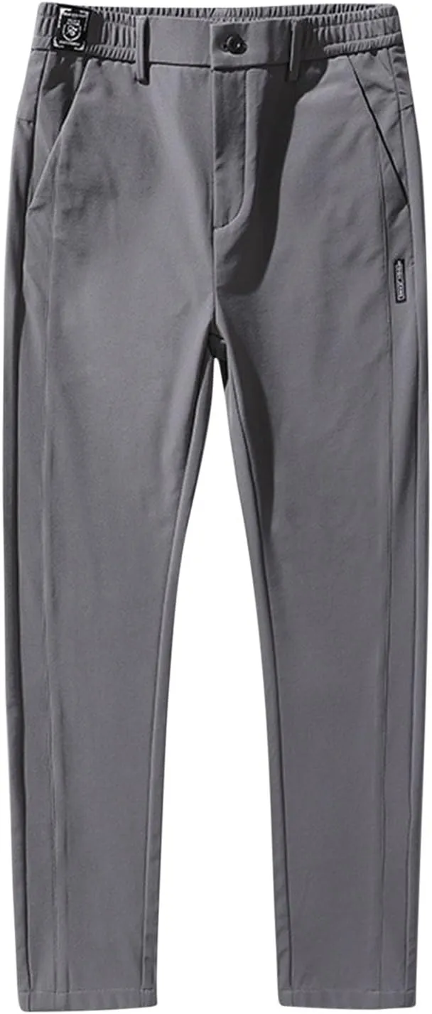 Mens Casual Pants Elastic Waist Trousers Straight Fit Pant Solid Color Sweatpants Regular Fit Tracksuit Jogging Bottoms