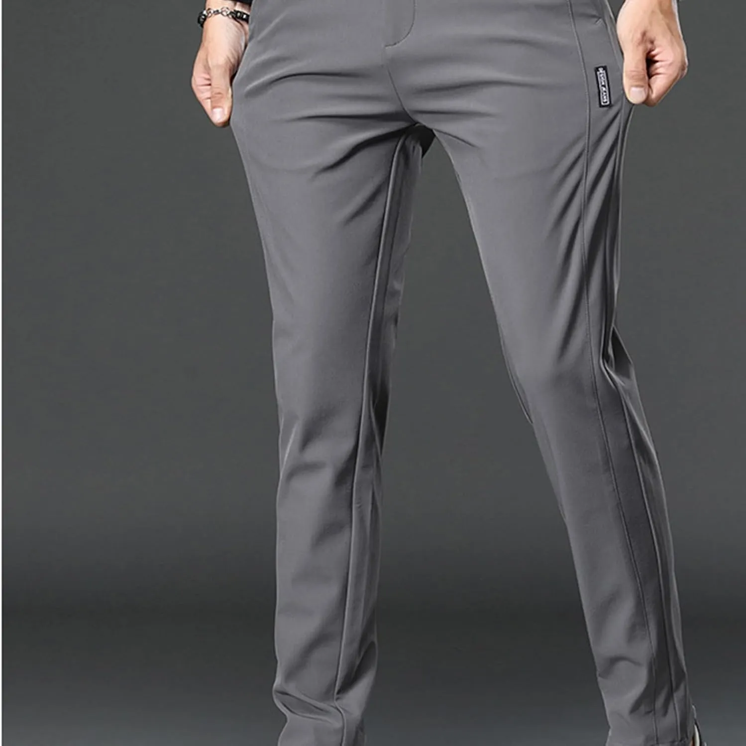 Mens Casual Pants Elastic Waist Trousers Straight Fit Pant Solid Color Sweatpants Regular Fit Tracksuit Jogging Bottoms