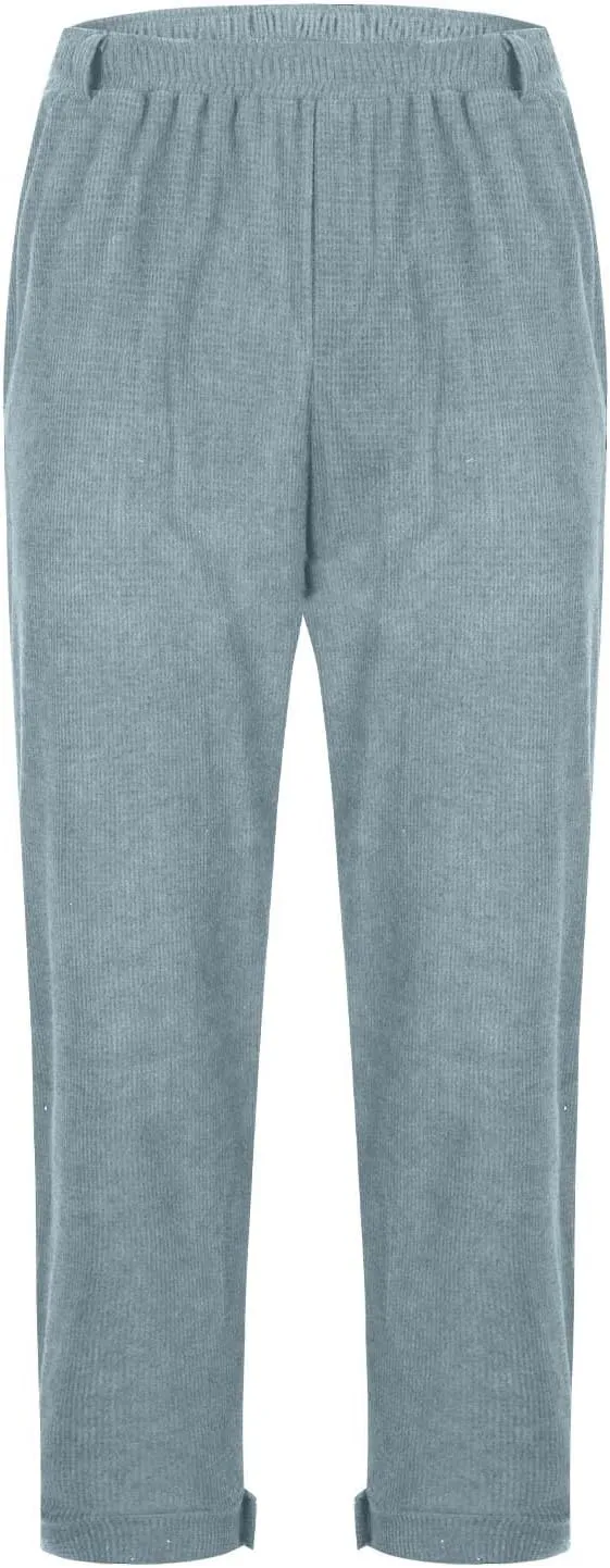 Mens Corduroy Casual Pants Elastic Waist Tapered Trousers Drawstring Sweatpants Baggy Tracksuit Bottoms Lightweight
