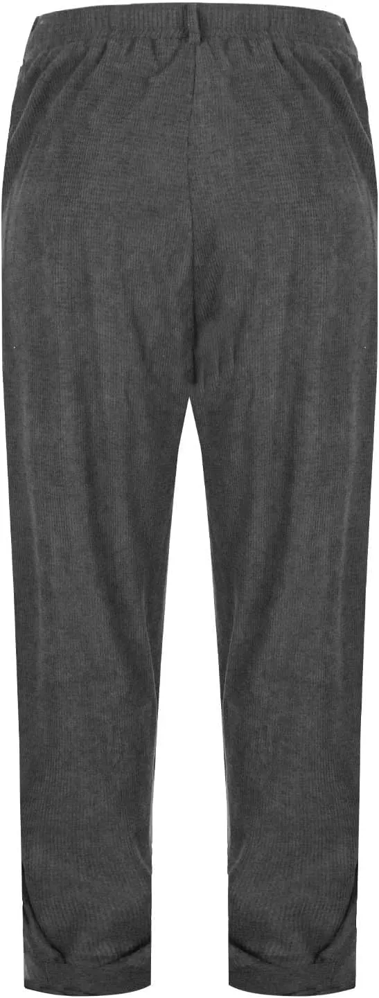 Mens Corduroy Casual Pants Elastic Waist Tapered Trousers Drawstring Sweatpants Baggy Tracksuit Bottoms Lightweight