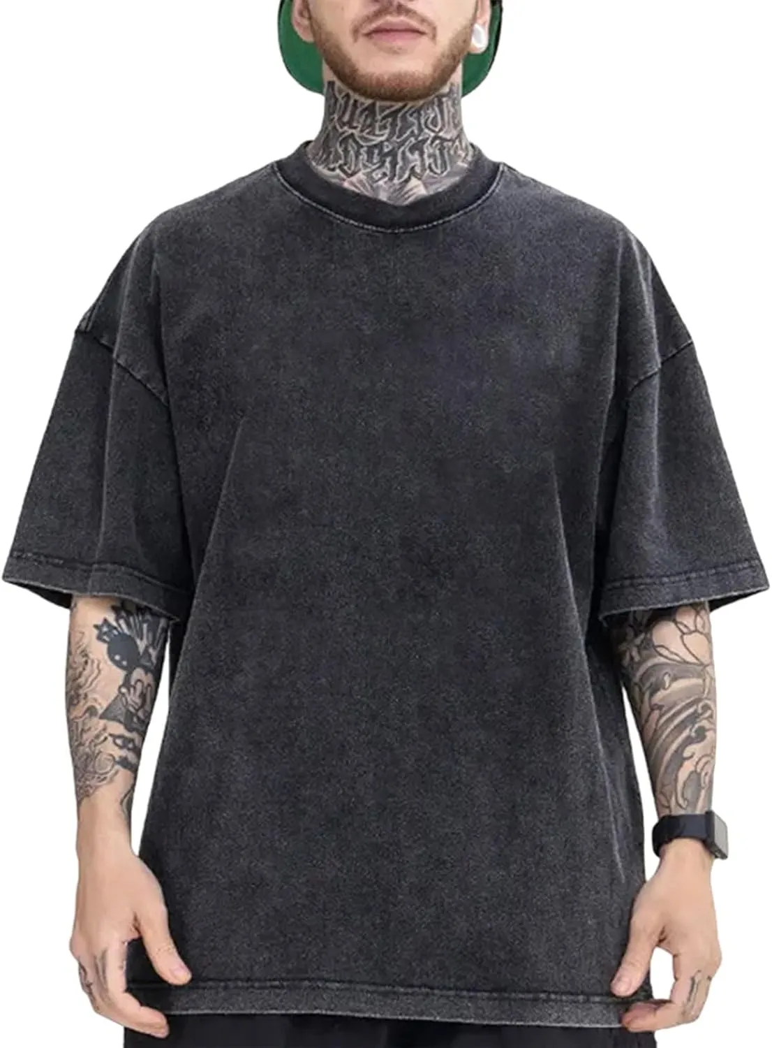 Men's Cotton T-Shirts Y2k Vintage Oversized Tees Unisex Solid Basic Baggy Shirts Streetwear Tee Tops