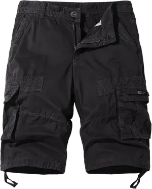 Men's Elastic Fleece Cargo Pants with Multi-Pockets Cargo Men's Cargo Pants with Elastic Waistband and Drawstring