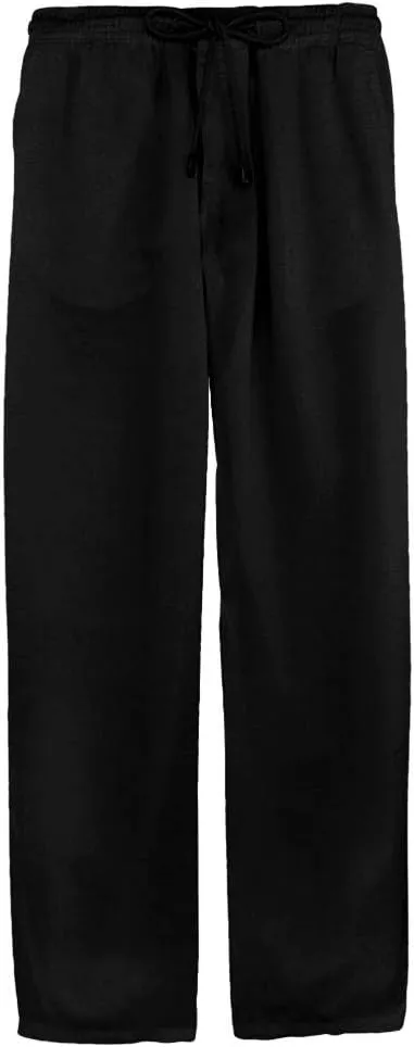 Men's Linen Drawstring Pants Baggy Elastic Waist Trouser Loose Fit Casual Lightweight Yoga Summer Beach Pants