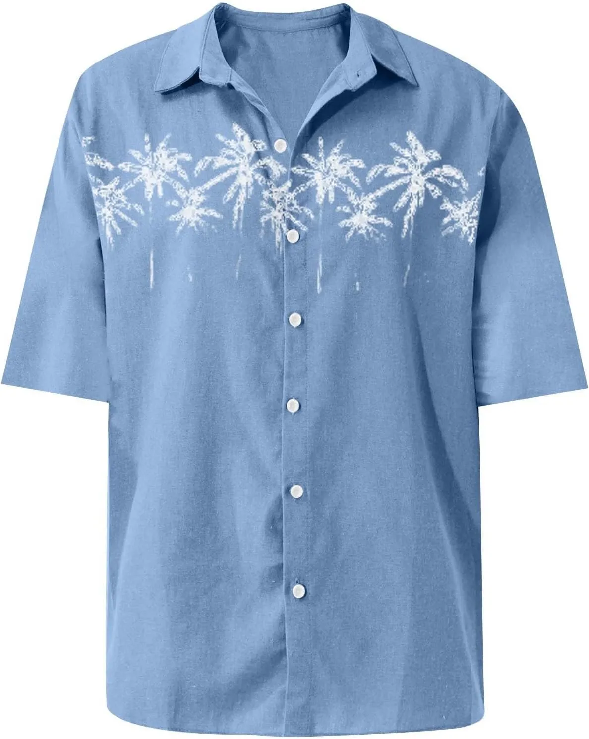 Men's Linen Shirts Big and Tall Short Sleeve Casual Button Down Shirts Lightweight Summer Beach Dress Shirts Tops