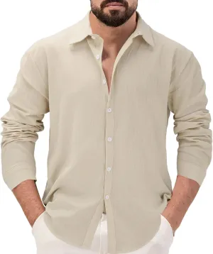 Men's Long Sleeve Casual Button Down Shirts Untucked Shirts for Men Business Work Shirts Regular Fit Dress Shirt