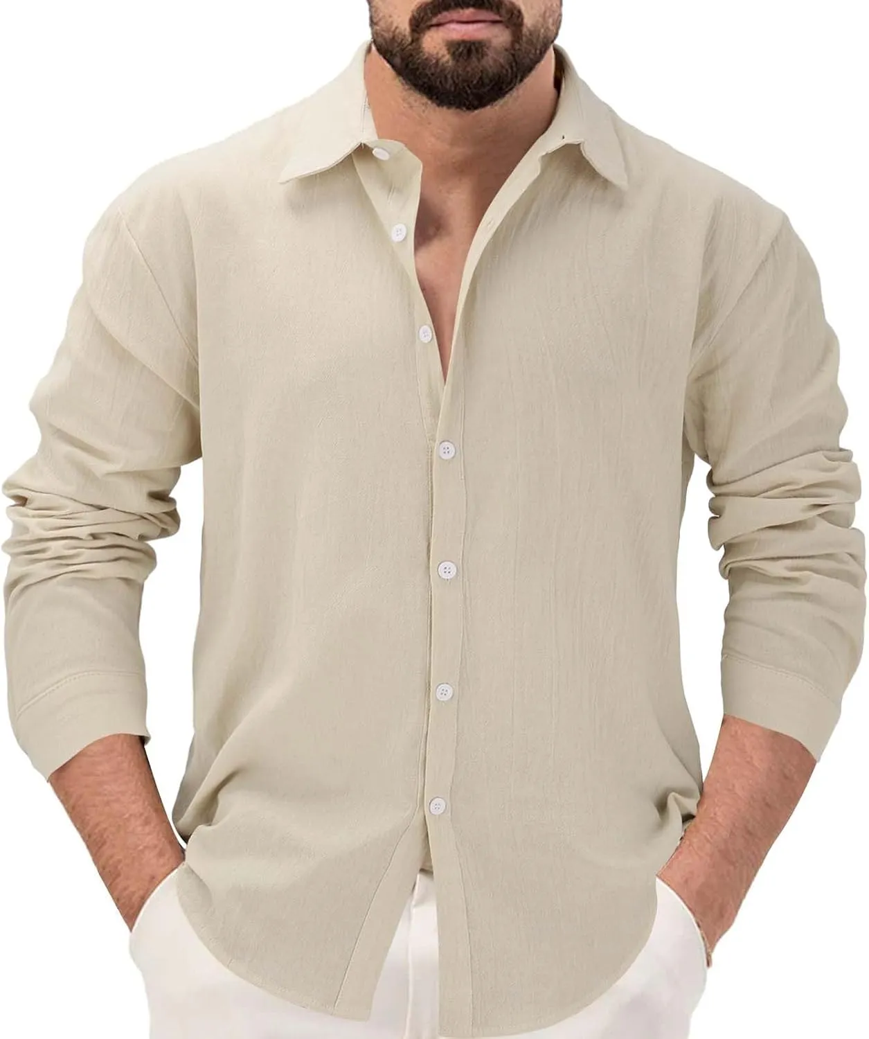Men's Long Sleeve Casual Button Down Shirts Untucked Shirts for Men Business Work Shirts Regular Fit Dress Shirt