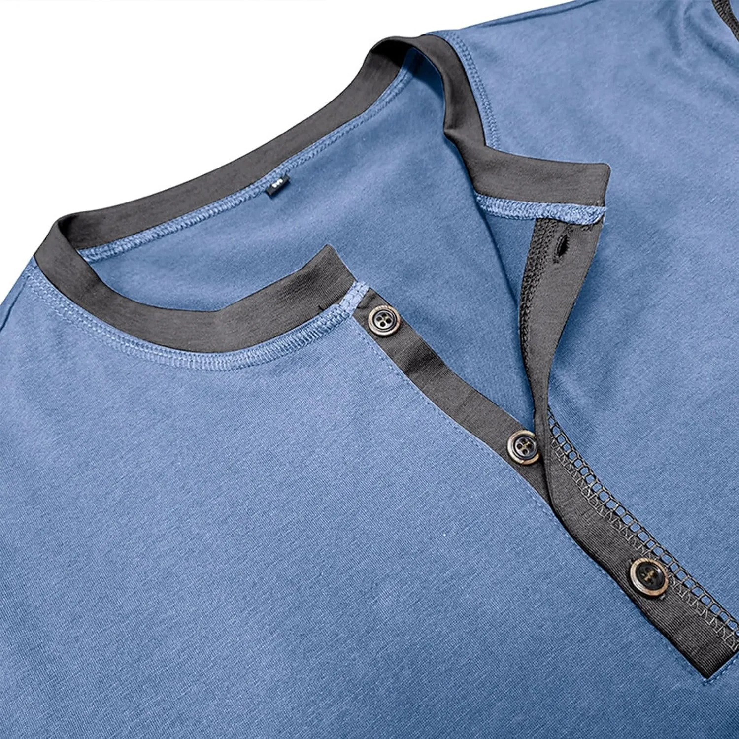 Mens Long Sleeve Muscle T Shirts Athletic Fit Henley Shirts Casual Button Crewneck Longline Gym Workout Tee Shirts