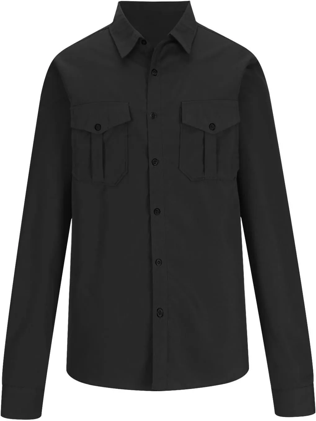 Mens Long Sleeve Safari Shirts Casual Loose Tactical Cargo Work Shirts Outdoor Lightweight Button Down Travel Shirts