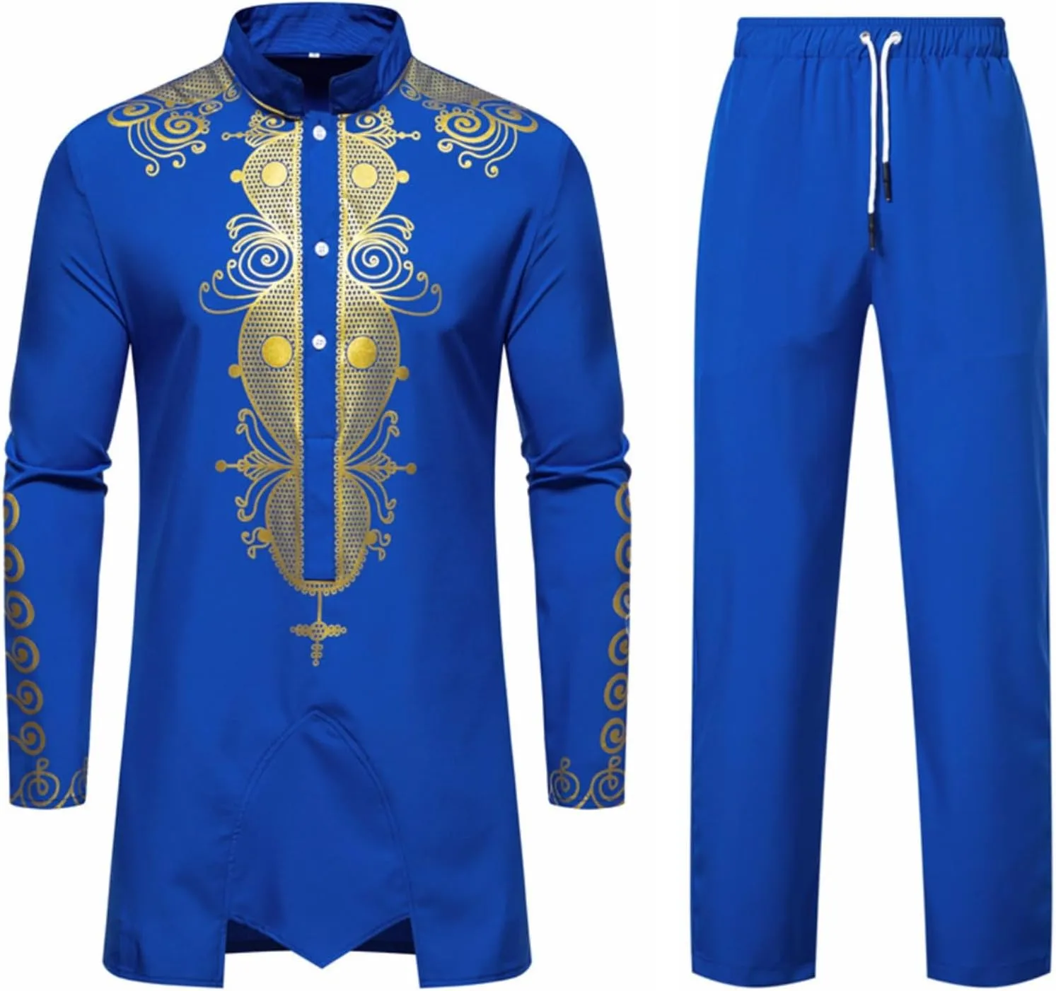 Men's Muslim Durable Kaftan Robe Two Suit Cardigan and Pants Set Kaftan Muslim Men Robe Middle East Kaftan Dresses