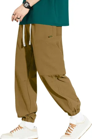 Mens Plus Size Pants Casual Sweatpants Drawstring Tracksuit Bottoms Loose Pant Multi Pockets Trousers Daily Pants M-8XL