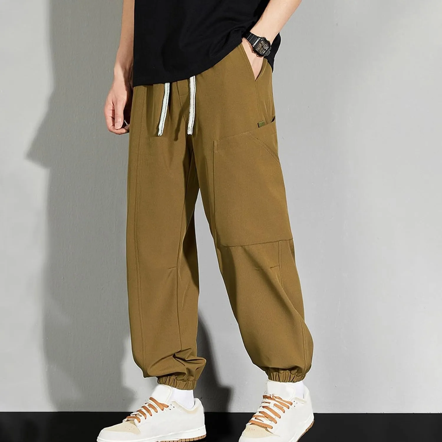 Mens Plus Size Pants Casual Sweatpants Drawstring Tracksuit Bottoms Loose Pant Multi Pockets Trousers Daily Pants M-8XL
