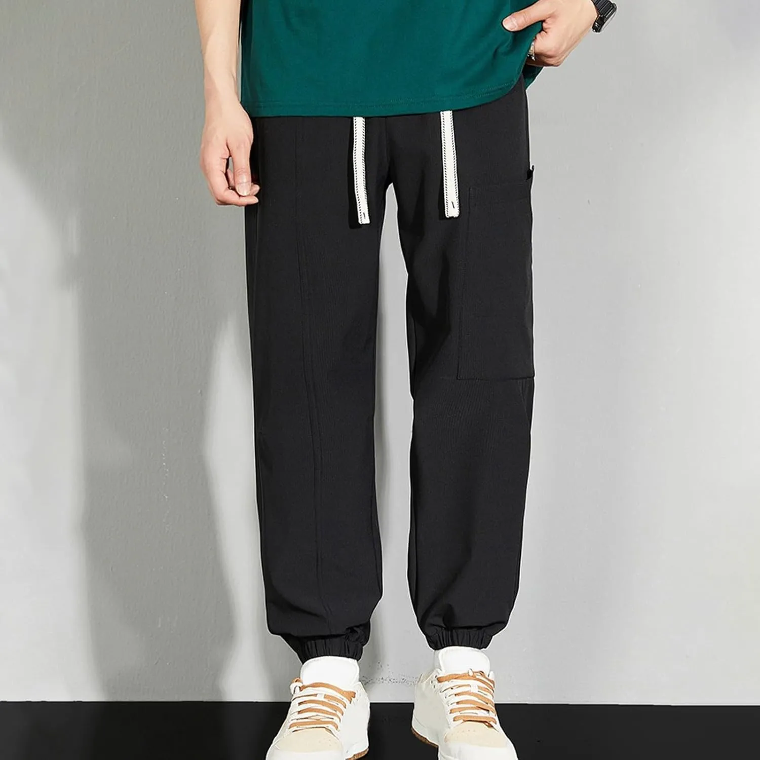 Mens Plus Size Pants Casual Sweatpants Drawstring Tracksuit Bottoms Loose Pant Multi Pockets Trousers Daily Pants M-8XL