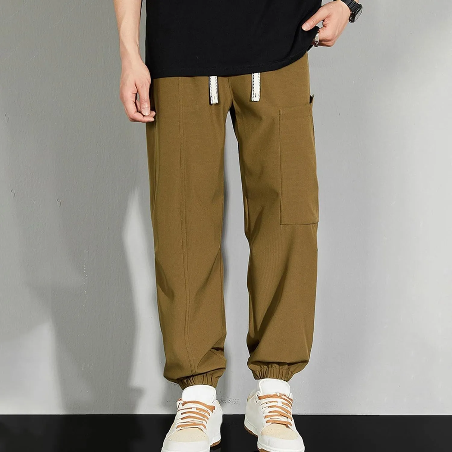 Mens Plus Size Pants Casual Sweatpants Drawstring Tracksuit Bottoms Loose Pant Multi Pockets Trousers Daily Pants M-8XL