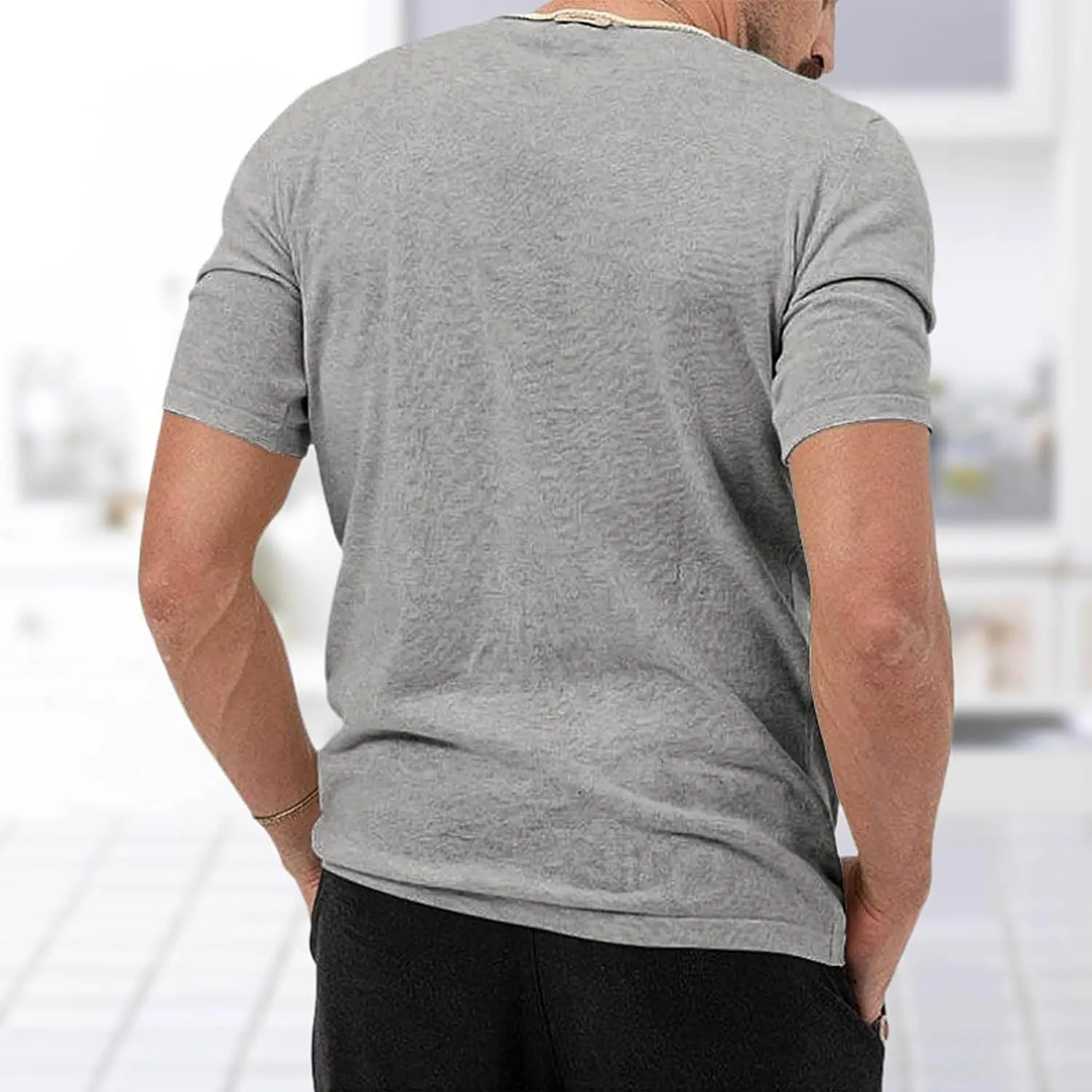 Mens Summer Thin V Neck Solid Color Sweater Summer Short Sleeve Knit T Shirt Top Big and Tall Tee Shirts for Men