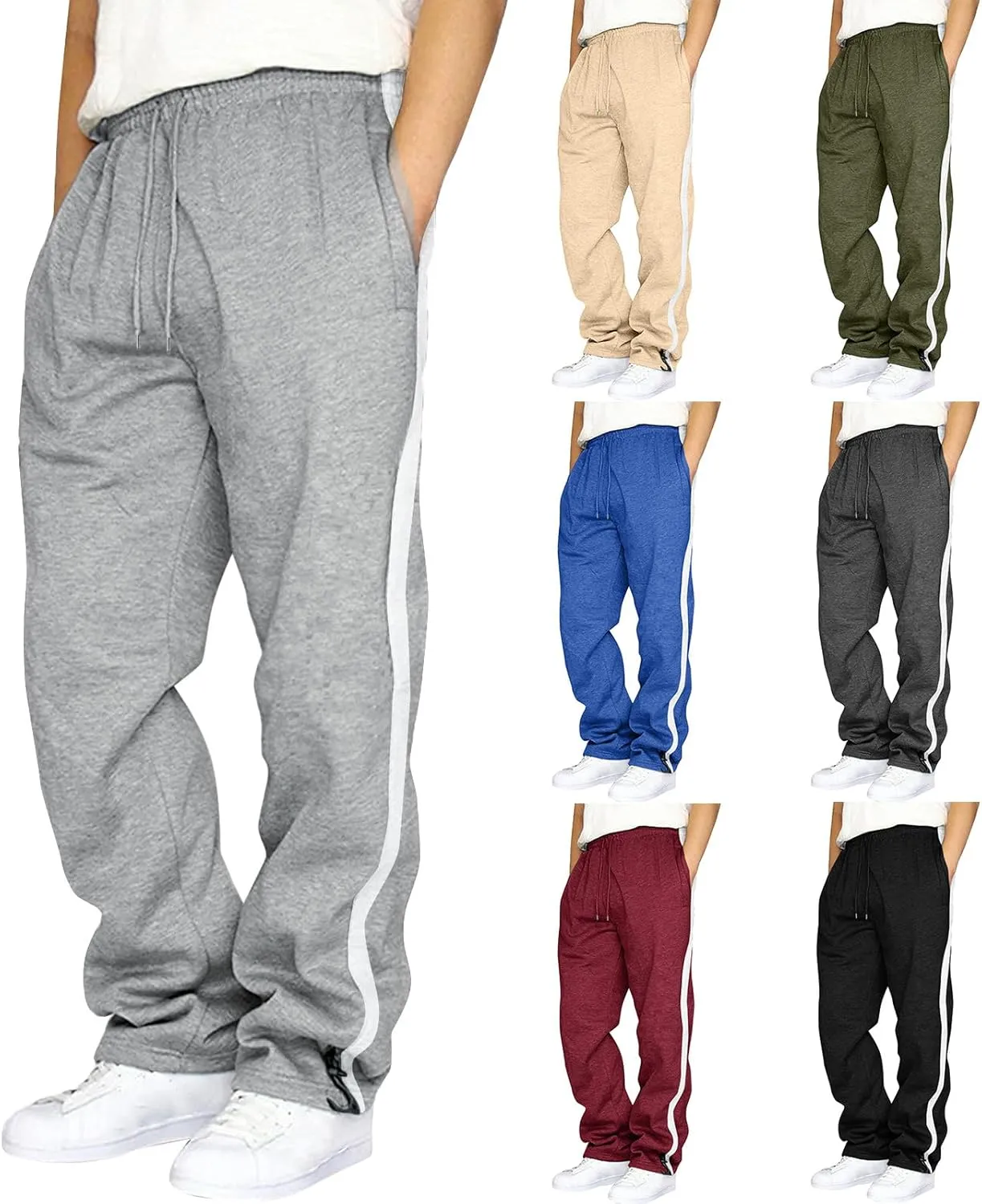 Mens Sweatpants with Pockets Big and Tall Fit Business Casual Dress Pants for Men 2023 Cargo Pants for Men Solid Casual