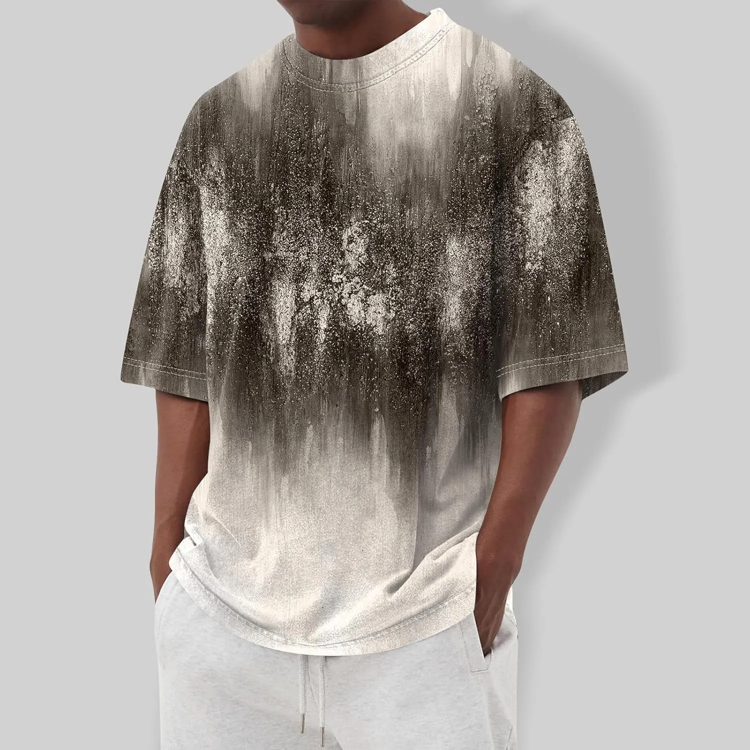 Men's Tie Dye T-Shirt Oversized Gradient Color Short Sleeve T-Shirt Summer Casual Crew Neck Loose Fit Tee Shirts