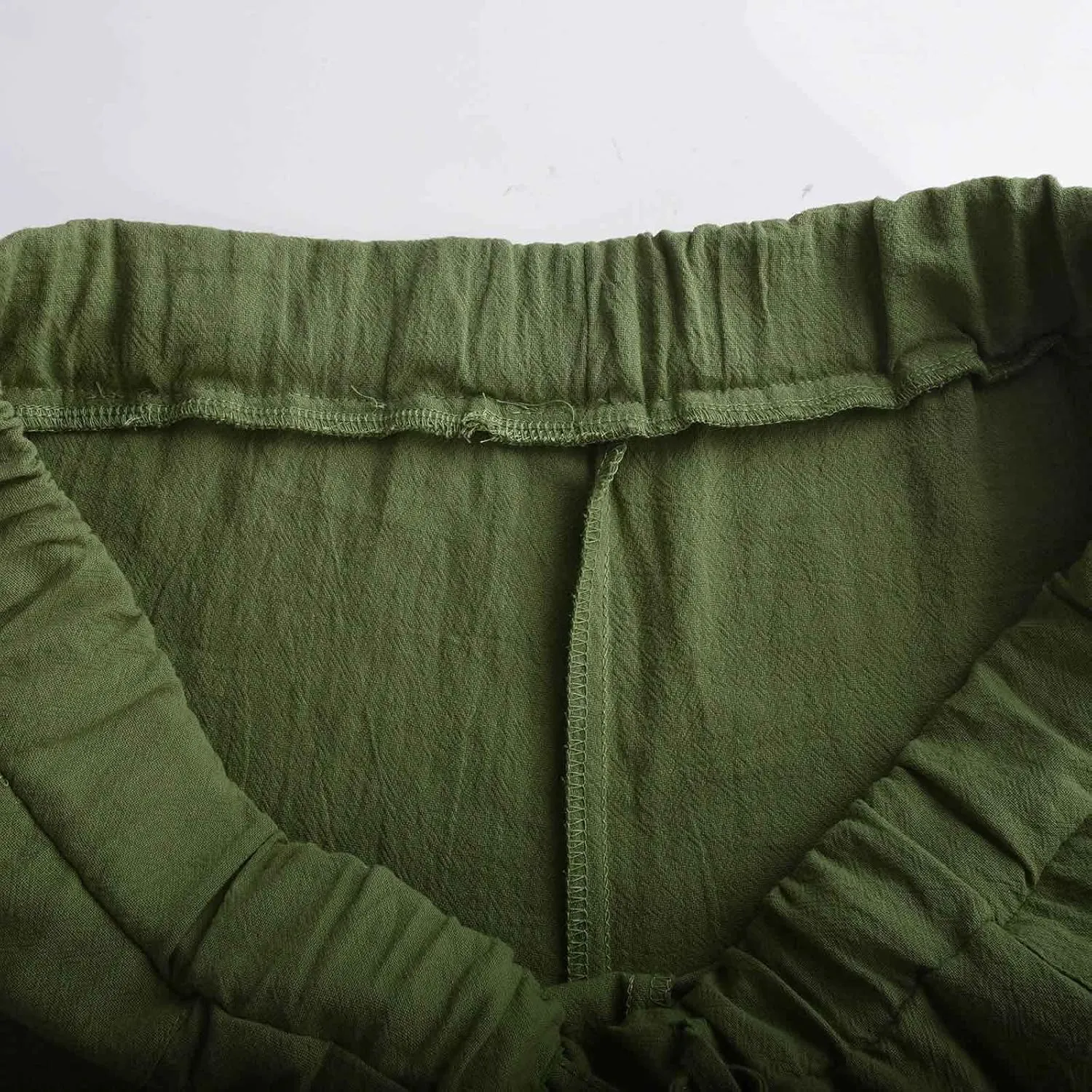 Men's Wide Leg Pant Men's Elastic Waist Blended Breathable Comfortable Soft Beach Casual Trousers Solid Color Trousers