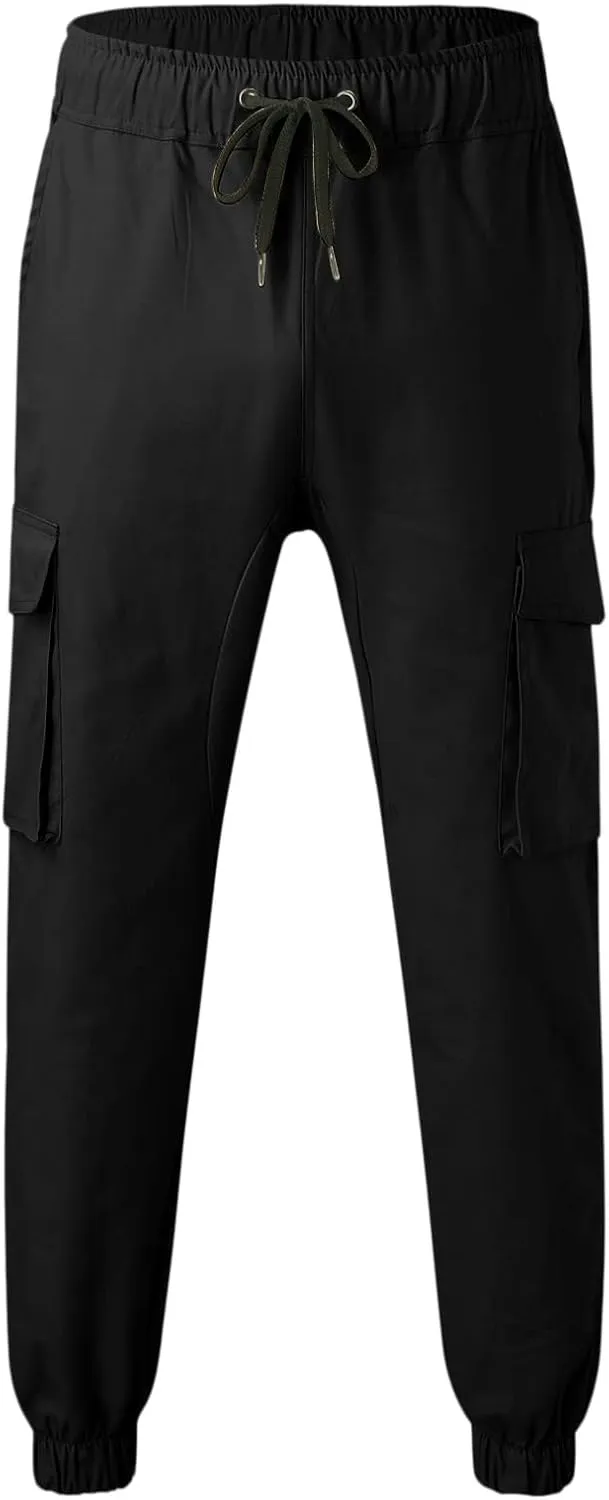 Mens Workout Cargo Sweatpants Drawstring Sports Jogger for Men Workout Sport Work Hiking Pants Men's Athletic Trouser