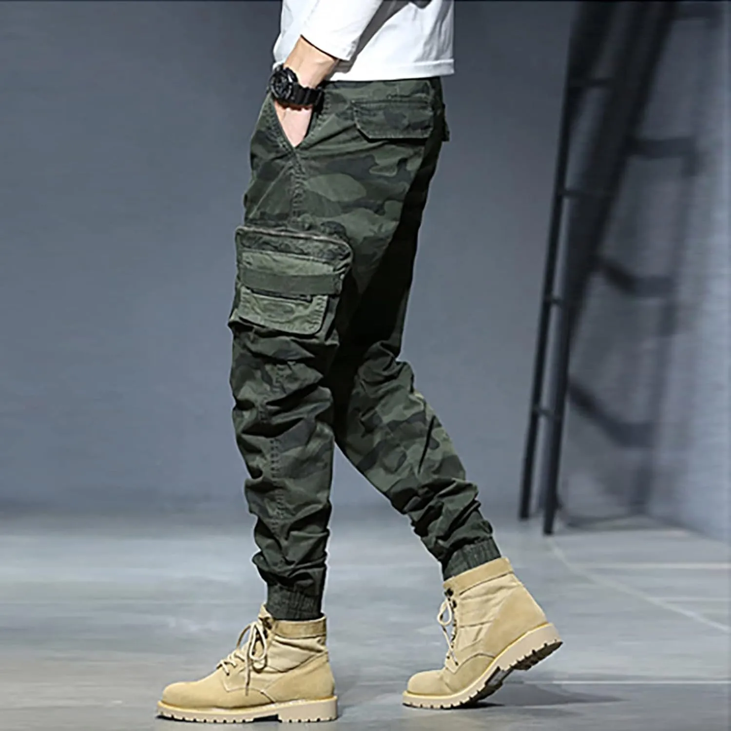 Mens Workout Cargo Sweatpants Sweatpants Zip Pocket Men's Sweatpants with Zipper Pockets Open Bottom Workout Joggers