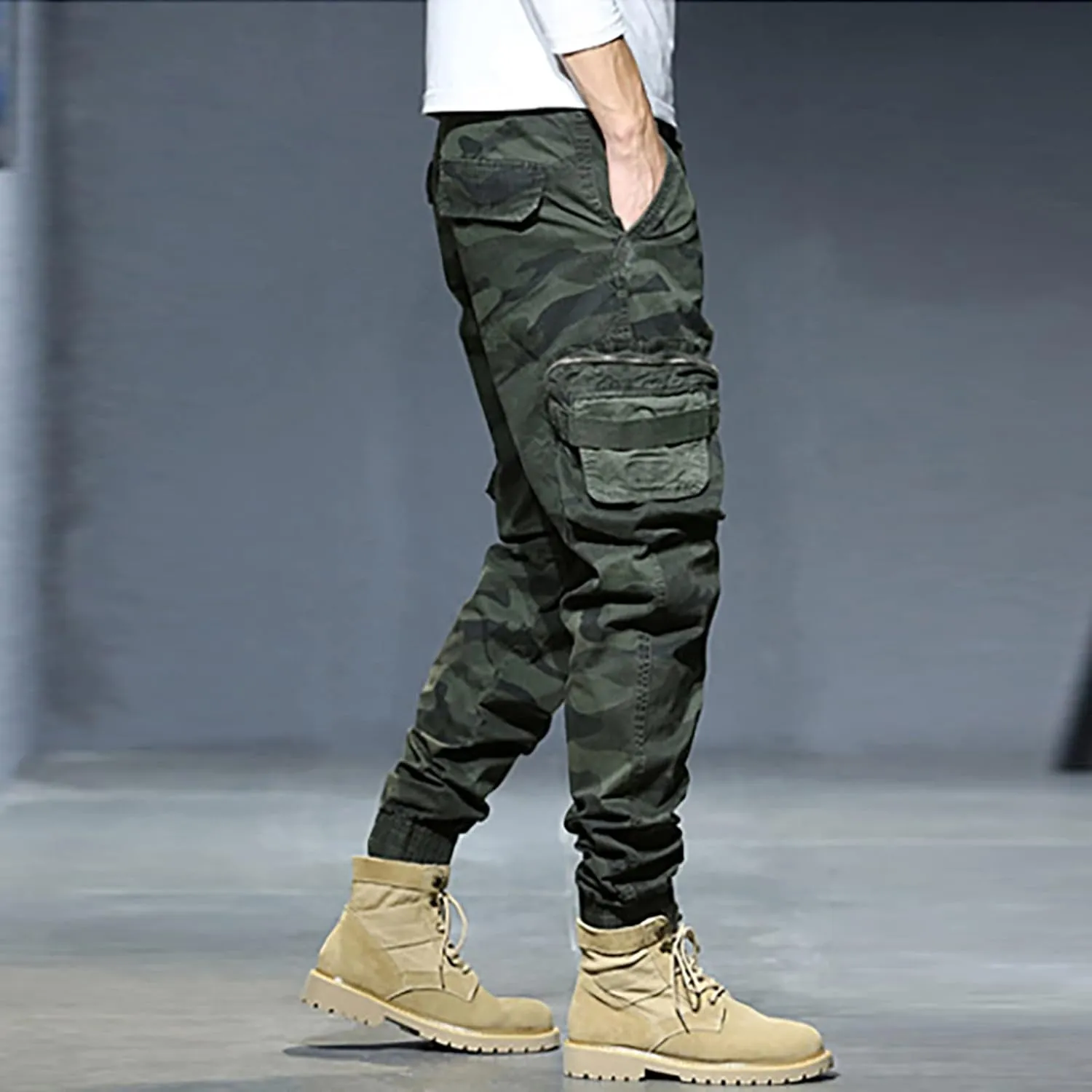 Mens Workout Cargo Sweatpants Sweatpants Zip Pocket Men's Sweatpants with Zipper Pockets Open Bottom Workout Joggers