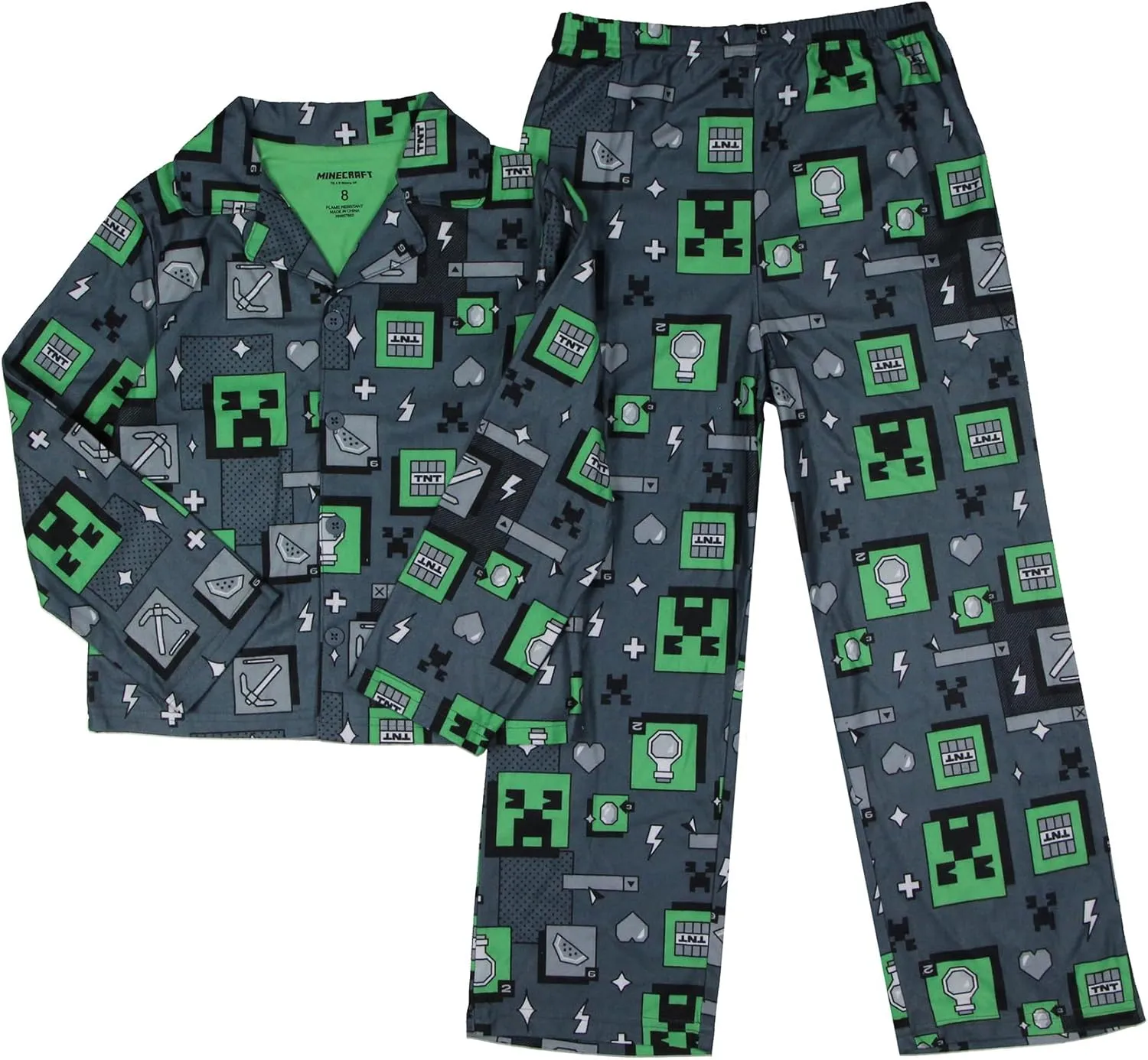 Minecraft Digital Creeper Boy's 2-Piece Pajamas